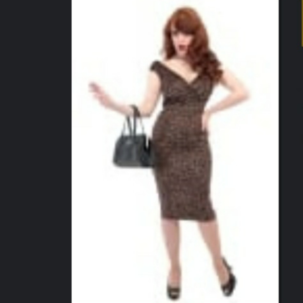 Collectif Winnie Leopard Velvet pencil dress XS
